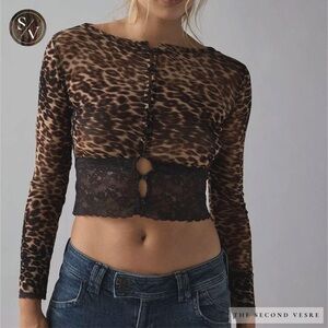 Kimchi Blue Leopard Print Lace Crop Top